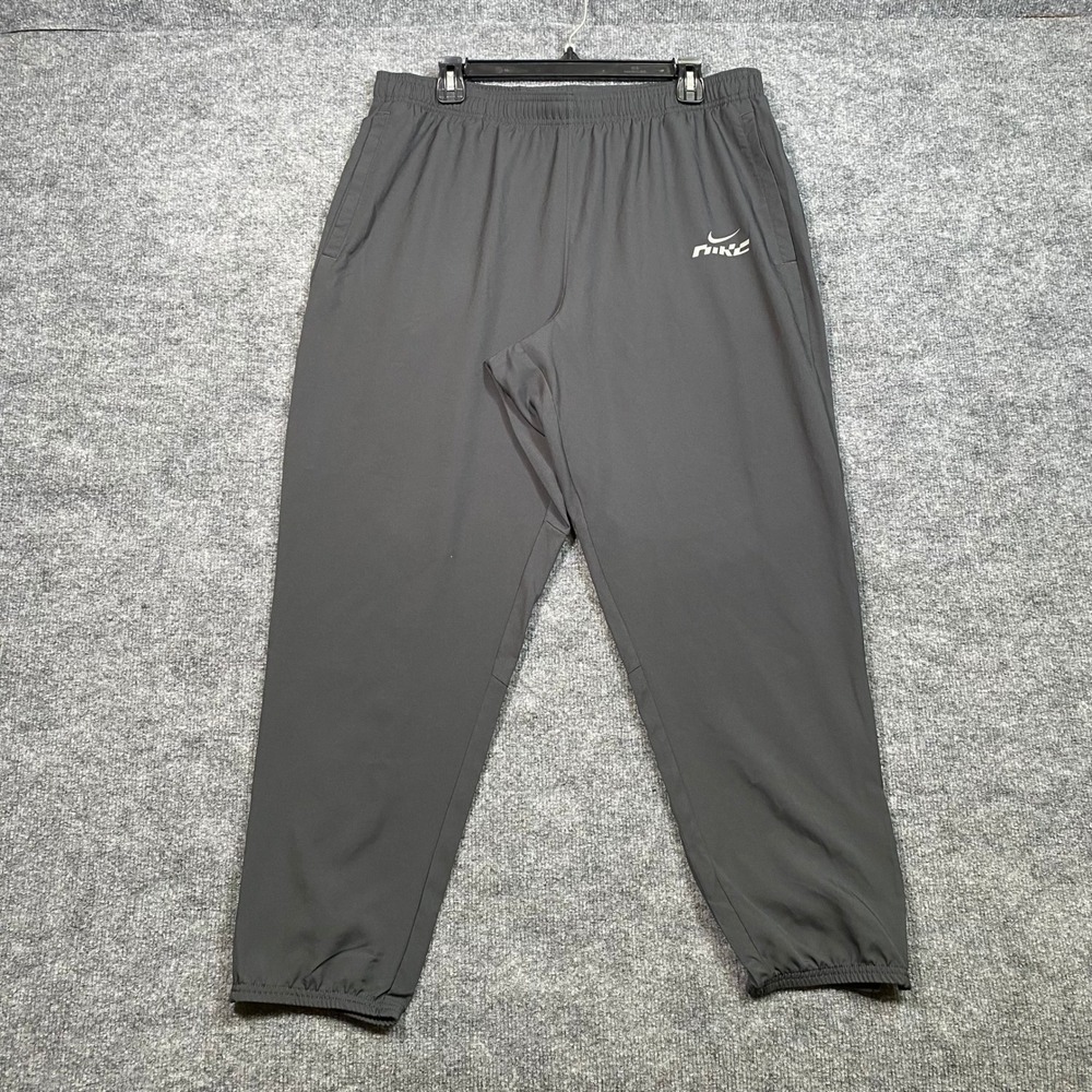 Nike Dri-FIT Mens XL Dark Grey Running Track Pants IB3774-070 Zip Cuffs